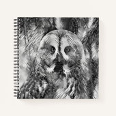 AnimalArtBW_Owl_001 Notitieboek (Voorkant)
