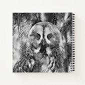 AnimalArtBW_Owl_001 Notitieboek (Achterkant)