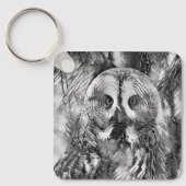 AnimalArtBW_Owl_001 Sleutelhanger (Voorkant)