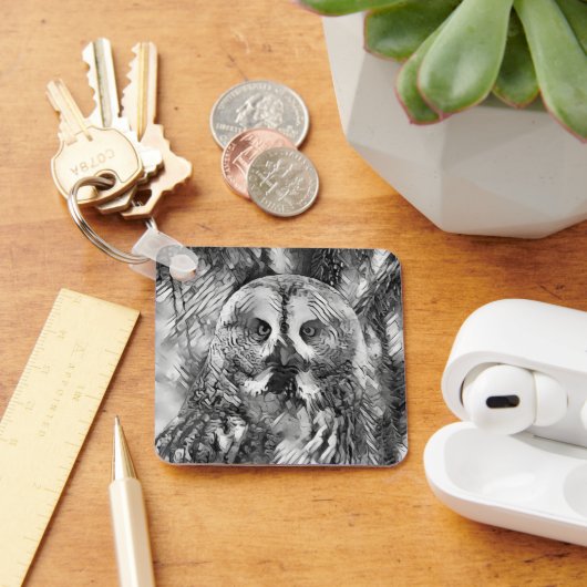 AnimalArtBW_Owl_001 Sleutelhanger (Bureau)