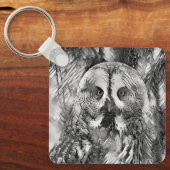 AnimalArtBW_Owl_001 Sleutelhanger (Voorkant)