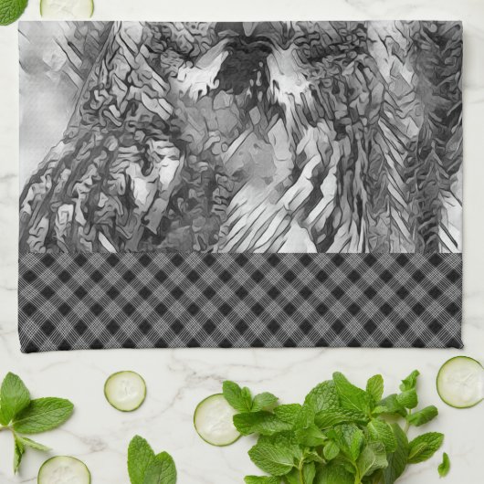 AnimalArtBW_Owl_001 Theedoek (Gevouwen)