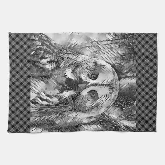 AnimalArtBW_Owl_001 Theedoek (Horizontaal)