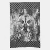AnimalArtBW_Owl_001 Theedoek (Verticaal)