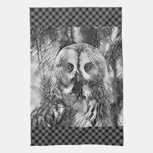 AnimalArtBW_Owl_001 Theedoek (Verticaal)