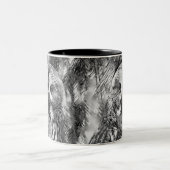 AnimalArtBW_Owl_001 Tweekleurige Koffiemok (Center)