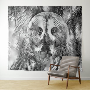 AnimalArtBW_Owl_001 Wandkleed