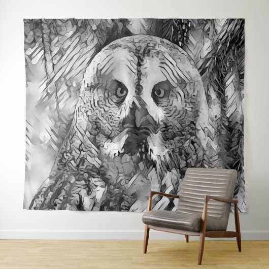 AnimalArtBW_Owl_001 Wandkleed (In Situ (horizontaal))