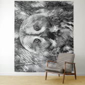 AnimalArtBW_Owl_001 Wandkleed (In situ)