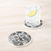 AnimalArtBW_Owl_001 Zandsteen Onderzetter (Zijkant)