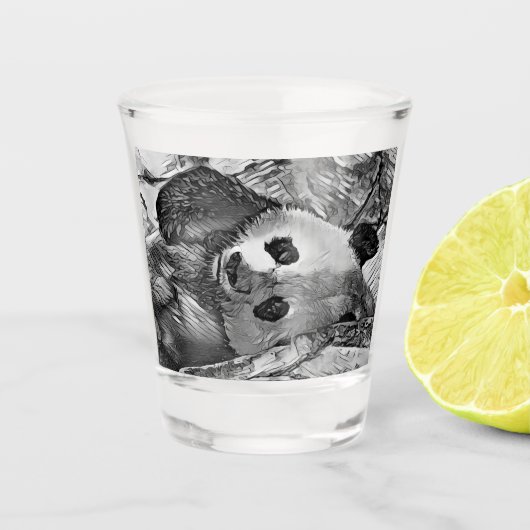 AnimalArtBW_Panda_002 Shot Glas (Voorkant)