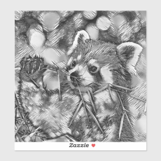 AnimalArtBW_RedPanda_001 Sticker (Vel)