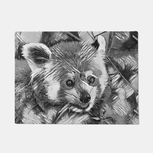 AnimalArtBW_RedPanda_003 Deurmat (Voorkant)