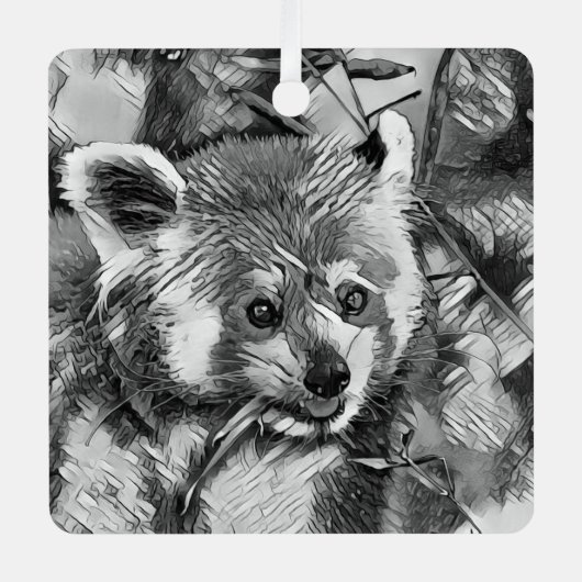 AnimalArtBW_RedPanda_003 Metalen Ornament (Voorkant)