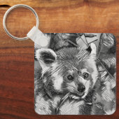 AnimalArtBW_RedPanda_003 Sleutelhanger (Voorkant)