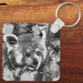 AnimalArtBW_RedPanda_003 Sleutelhanger (Achterkant)