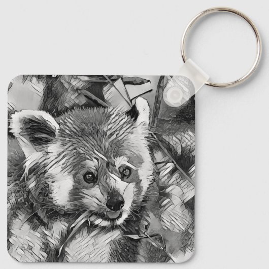 AnimalArtBW_RedPanda_003 Sleutelhanger (Achterkant)