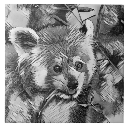 AnimalArtBW_RedPanda_003 Tegeltje (Voorkant)