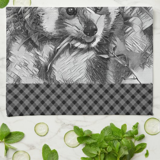 AnimalArtBW_RedPanda_003 Theedoek (Gevouwen)