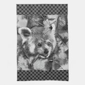 AnimalArtBW_RedPanda_003 Theedoek (Verticaal)