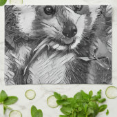 AnimalArtBW_RedPanda_003 Theedoek (Gevouwen)