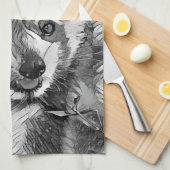 AnimalArtBW_RedPanda_003 Theedoek (Quarter Fold)