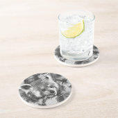 AnimalArtBW_RedPanda_003 Zandsteen Onderzetter (Zijkant)