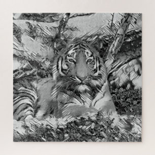 AnimalArtBW_Tiger_001 Legpuzzel