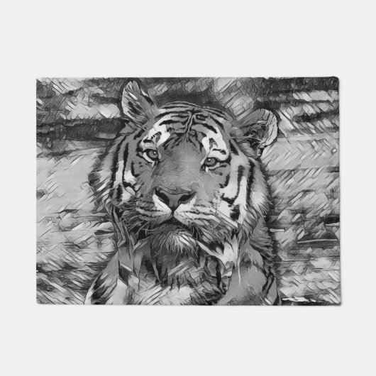 AnimalArtBW_Tiger_004 Deurmat (Voorkant)