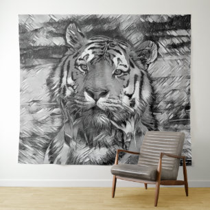 AnimalArtBW_Tiger_004 Wandkleed