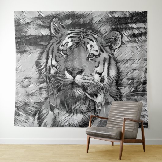 AnimalArtBW_Tiger_004 Wandkleed (In Situ (horizontaal))