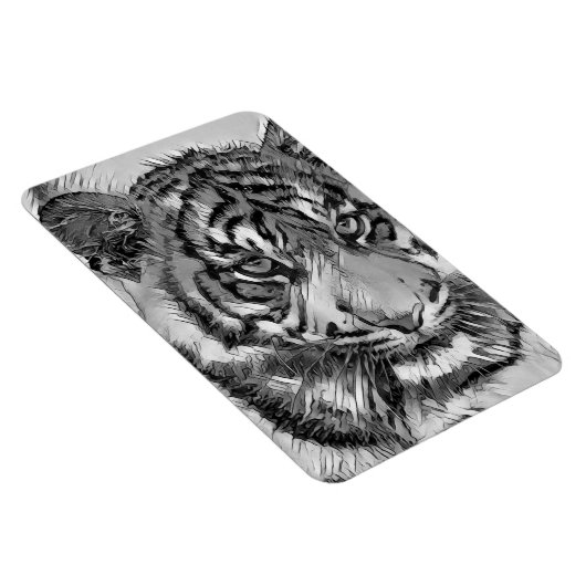 AnimalArtBW_Tiger_009 Magneet (Rechterzijde)