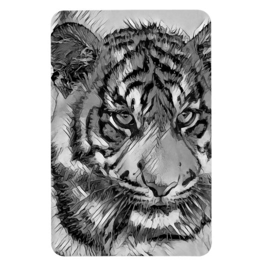AnimalArtBW_Tiger_009 Magneet (Verticaal)