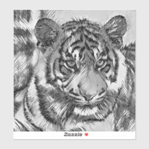 AnimalArtBW_Tiger_009 Sticker