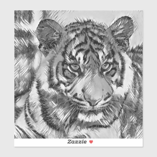 AnimalArtBW_Tiger_009 Sticker (Vel)