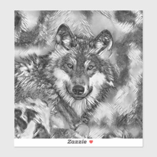AnimalArtBW_Wolf_001 Sticker