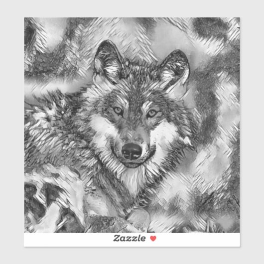 AnimalArtBW_Wolf_001 Sticker (Vel)
