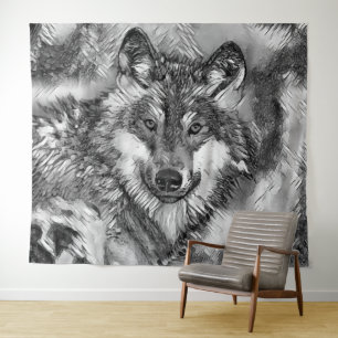 AnimalArtBW_Wolf_001 Wandkleed