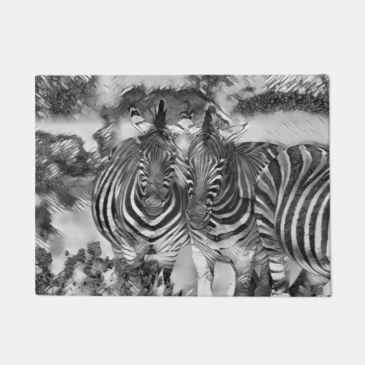 AnimalArtBW_Zebra_012 Deurmat (Voorkant)