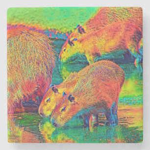 AnimalColor_Capybara_004 Stenen Onderzetter