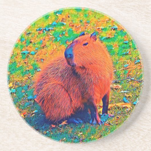 AnimalColor_Capybara_008 Zandsteen Onderzetter (Voorkant)