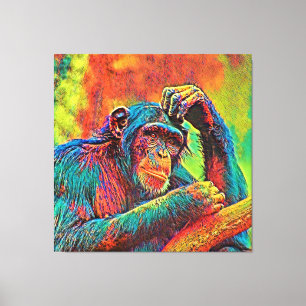 AnimalColor_Chimpansee_008 Canvas Afdruk