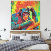 AnimalColor_Chimpansee_008 Canvas Afdruk (Insitu (Slaapkamer))