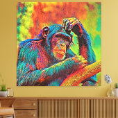 AnimalColor_Chimpansee_008 Canvas Afdruk (Insitu (Woonkamer))
