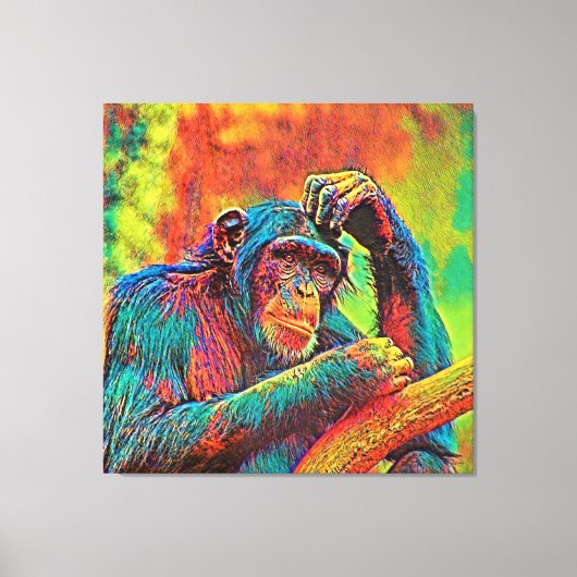 AnimalColor_Chimpansee_008 Canvas Afdruk (Voorkant)
