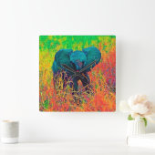 AnimalColor_Elephant_002 Vierkante Klok (Huis)