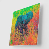AnimalColor_Elephant_002 Vierkante Klok (Hoek)