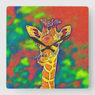 AnimalColor_Giraffe_005_by_JAMColors Vierkante Klok