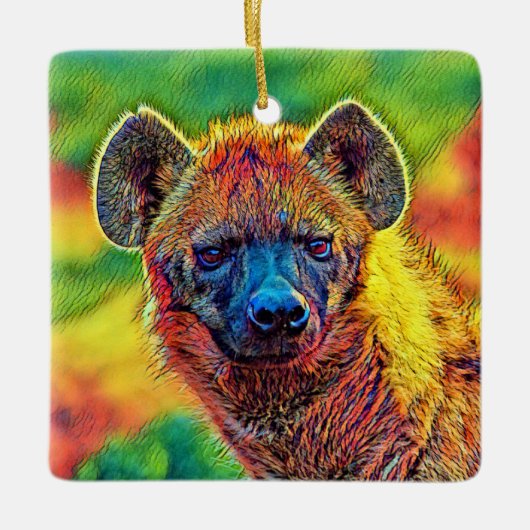 AnimalColor_Hyena_001 Keramisch Ornament (Voorkant)