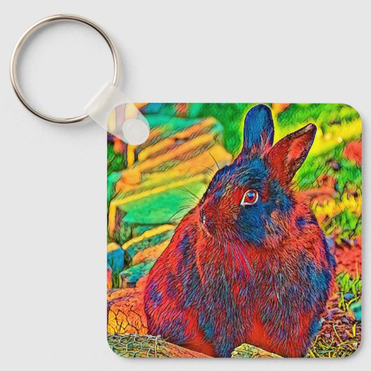 AnimalColor_Rabbit_001 Sleutelhanger (Voorkant)